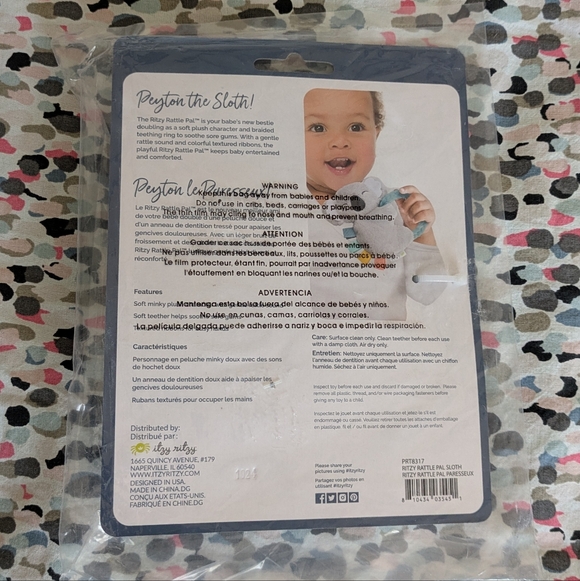 New Itzy Ritzy Sloth Rattle - Picture 4 of 4